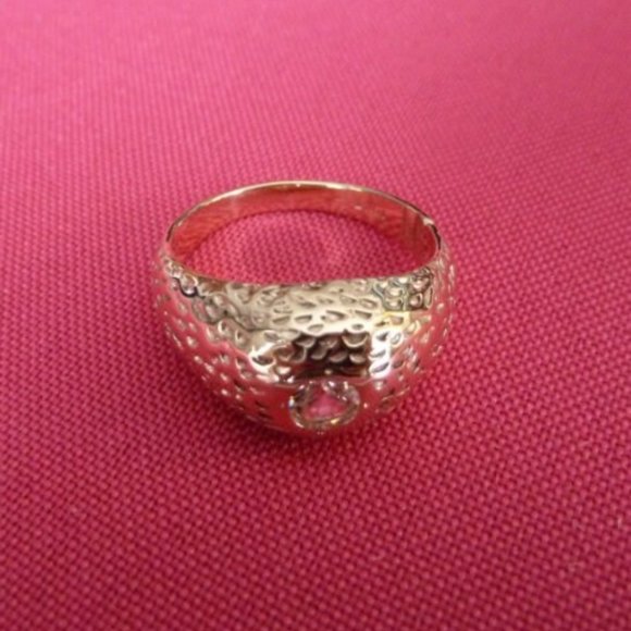 Vintage 1980 Man ring 10K yellow gold GR 9 set with a cubic zirconia - Picture 3 of 9